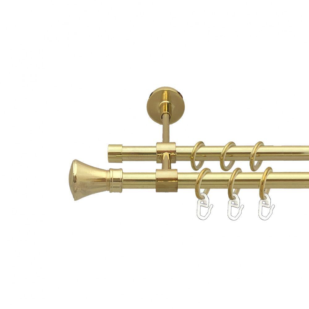 Карниз Orvit Люксор металевий дворядний закритий гладка труба кільце металеве 16/16 мм 300 см Золото (00-00014554)