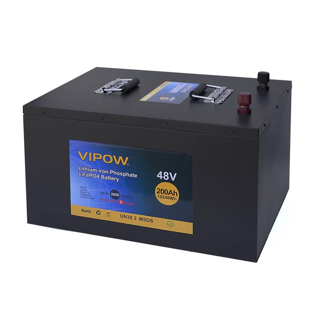 Акумуляторна батарея Vipow LiFePO4 51,2V 200Ah з вбудованою ВМS платою 100A 520х400х300