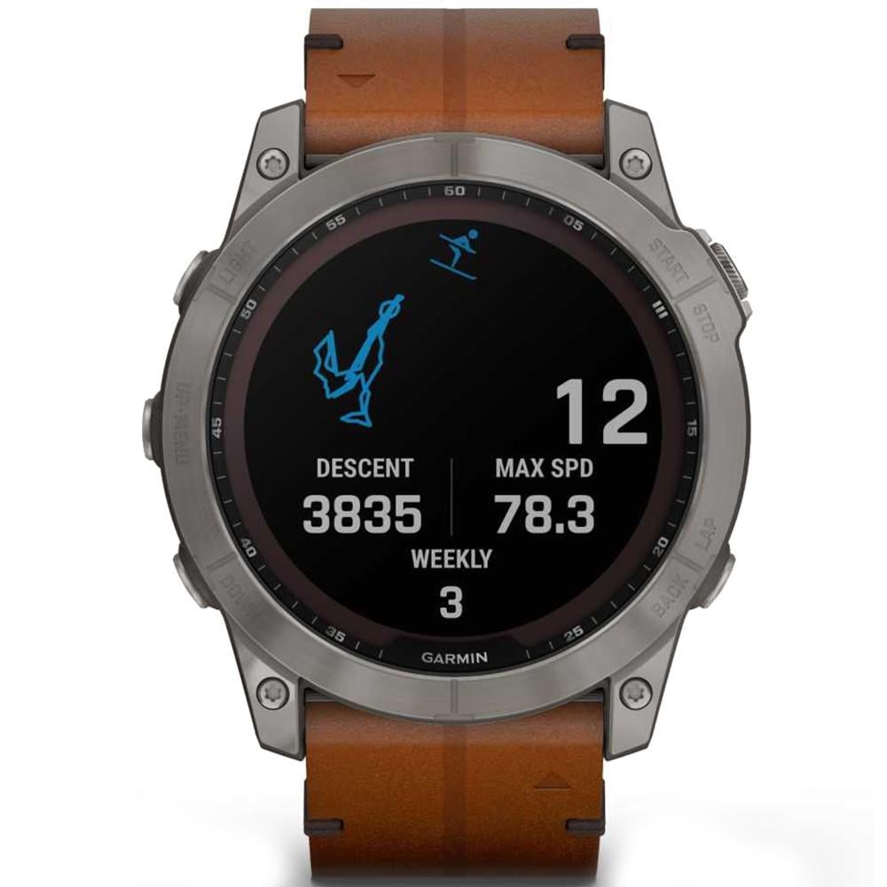 Смарт-часы Garmin fenix 7X Sapphire Solar Titanium with Chestnut Leather Band (010-02541-19) - фото 3