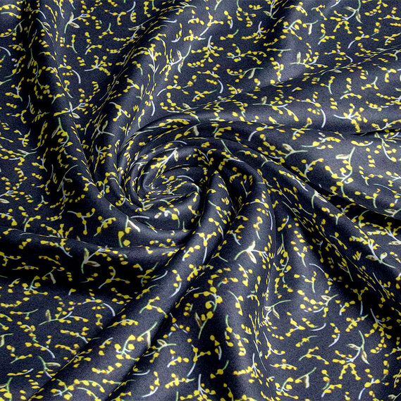 Ткань шелк атлас IDEIA Armani Screen колокольчики 1,5 м Темно-синий/Желтый (2200004221083)