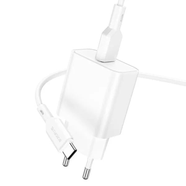 Зарядний пристрій мережевий Borofone BA72A Spring 18W USB-A з кабелем USB Type-C 1 м White (6974443388596)