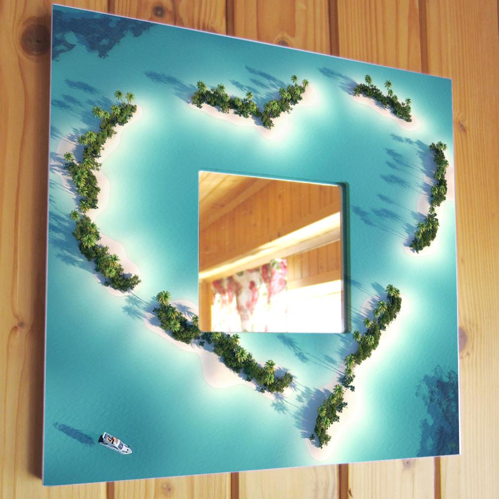 Зеркало декоративное Остров сердце 260х260 мм (M03506)