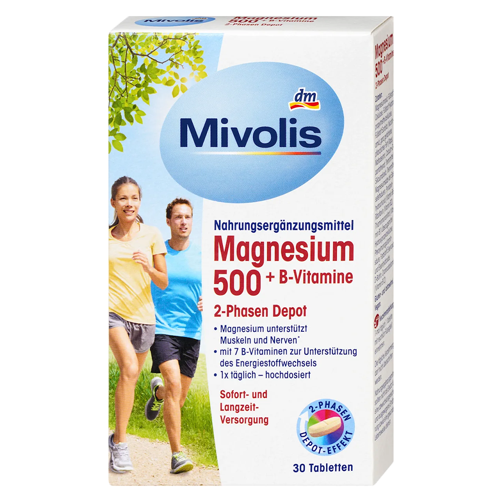 Комплекс витаминов DM Mivolis Magnesium 500/B-Vitamin 2-Phasen Depot с витаминами группы B 30 табл. 45 г (EPI-15102025-1336)