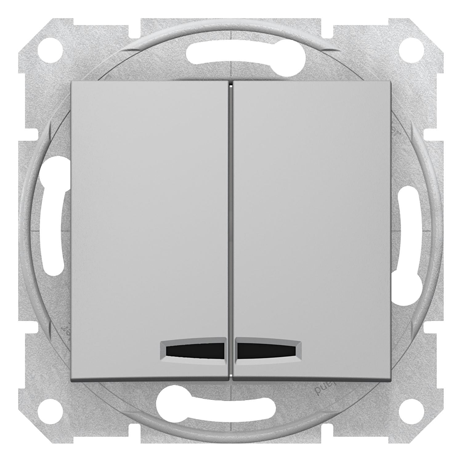 Выключатель двухклавишный Schneider Electric Sedna с подсветкой Алюминий (SDN0300360) Выключатель двухклавишный Schneider Electric Sedna с подсветкой Алюминий (SDN0300360)