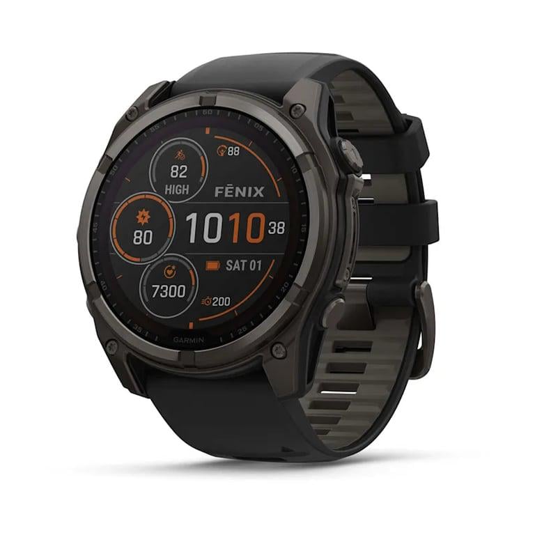 Смарт-годинник Garmin Fenix 8 51 мм Solar Sapphire Carbon Gray DLC Titanium with Black/Pebble Gray Silicone Band (010-02907-10/11/7)