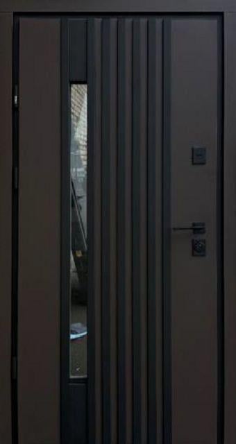 Дверь входная для улицы Straj Berez Rio P LOFT со стеклом 870x2050 мм RAL 8019 (86640)
