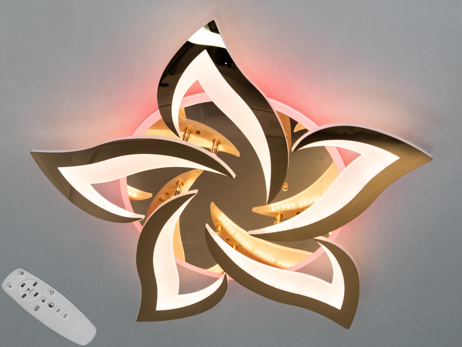 Люстра потолочная LED с диммером и подсветкой 75W (8146/5G LED 3color dimmer) - фото 1