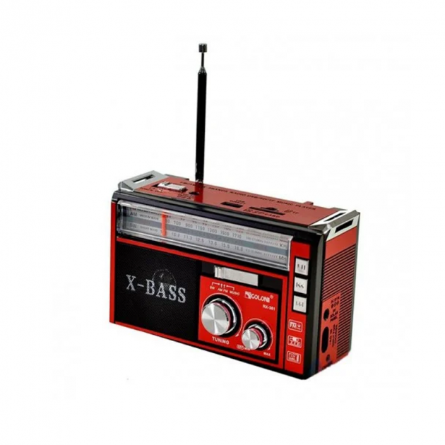 Радиоприемник USB/SD Golon RX-381 с MP3 и LED фонарем Красный (10951100)