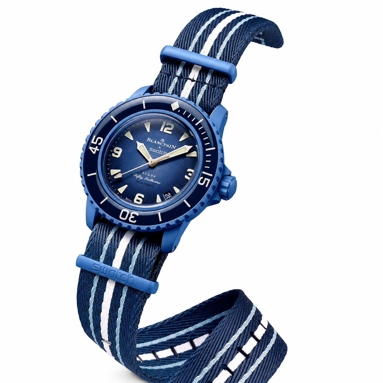 Наручний годинник Blancpain x Swatch Bioceramic Scuba Fifty Fathoms Atlantic Ocean SO35A100