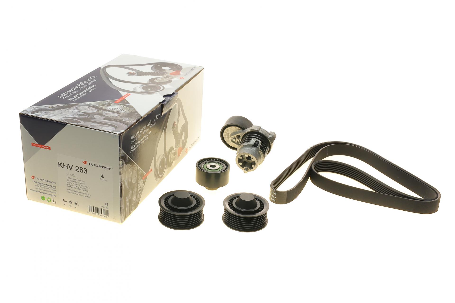 Комплект ремня генератора HUTCHINSON Renault Clio IV/Kangoo/Megane III/Scenic III 0.9/1.2 TCe 12- (KHV 263) Комплект ремня генератора HUTCHINSON Renault Clio IV/Kangoo/Megane III/Scenic III 0.9/1.2 TCe 12- (KHV 263)
