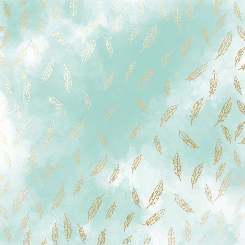 Лист бумаги односторонний Golden Feather с фольгированием 30,5х30,5 см Azure/Watercolor
