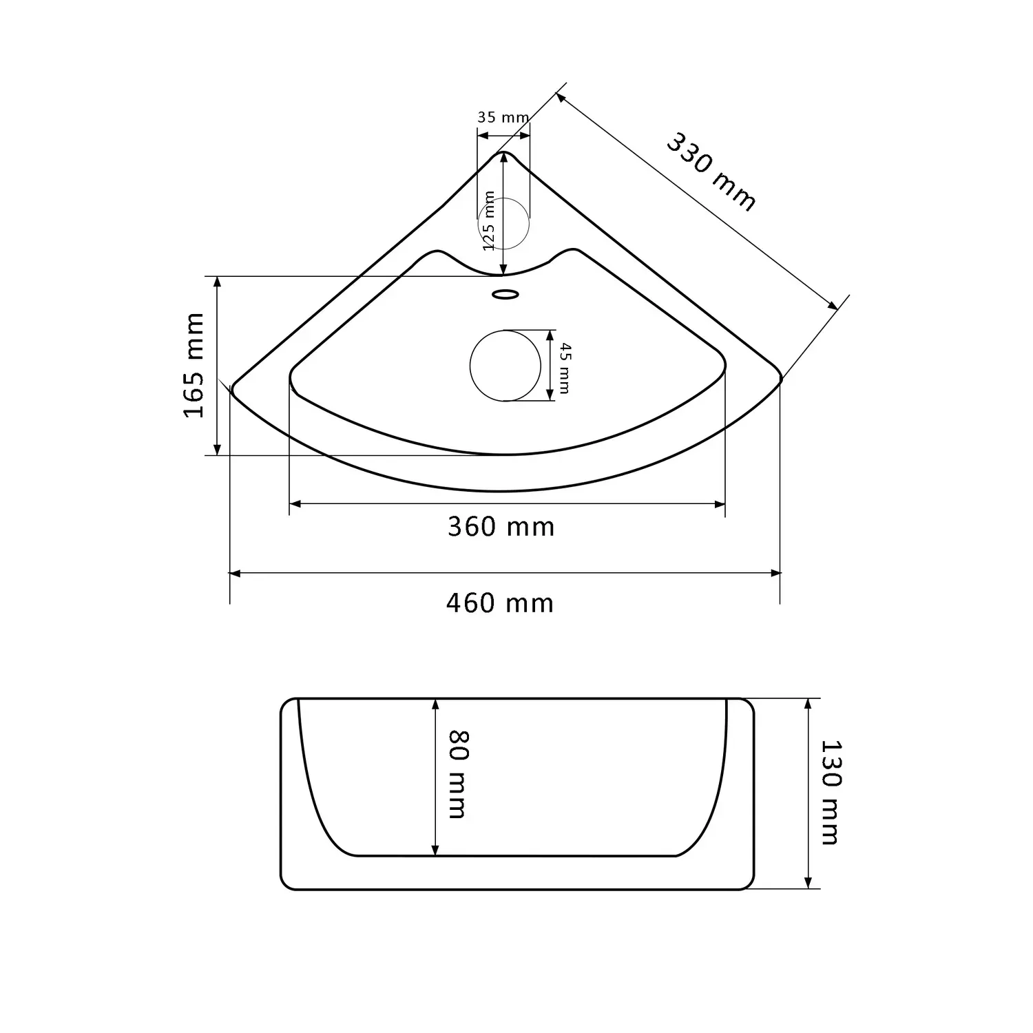 Раковина подвесная VBI Fano угловая 460x330 мм Белый (RM-VBI-015612) - фото 4