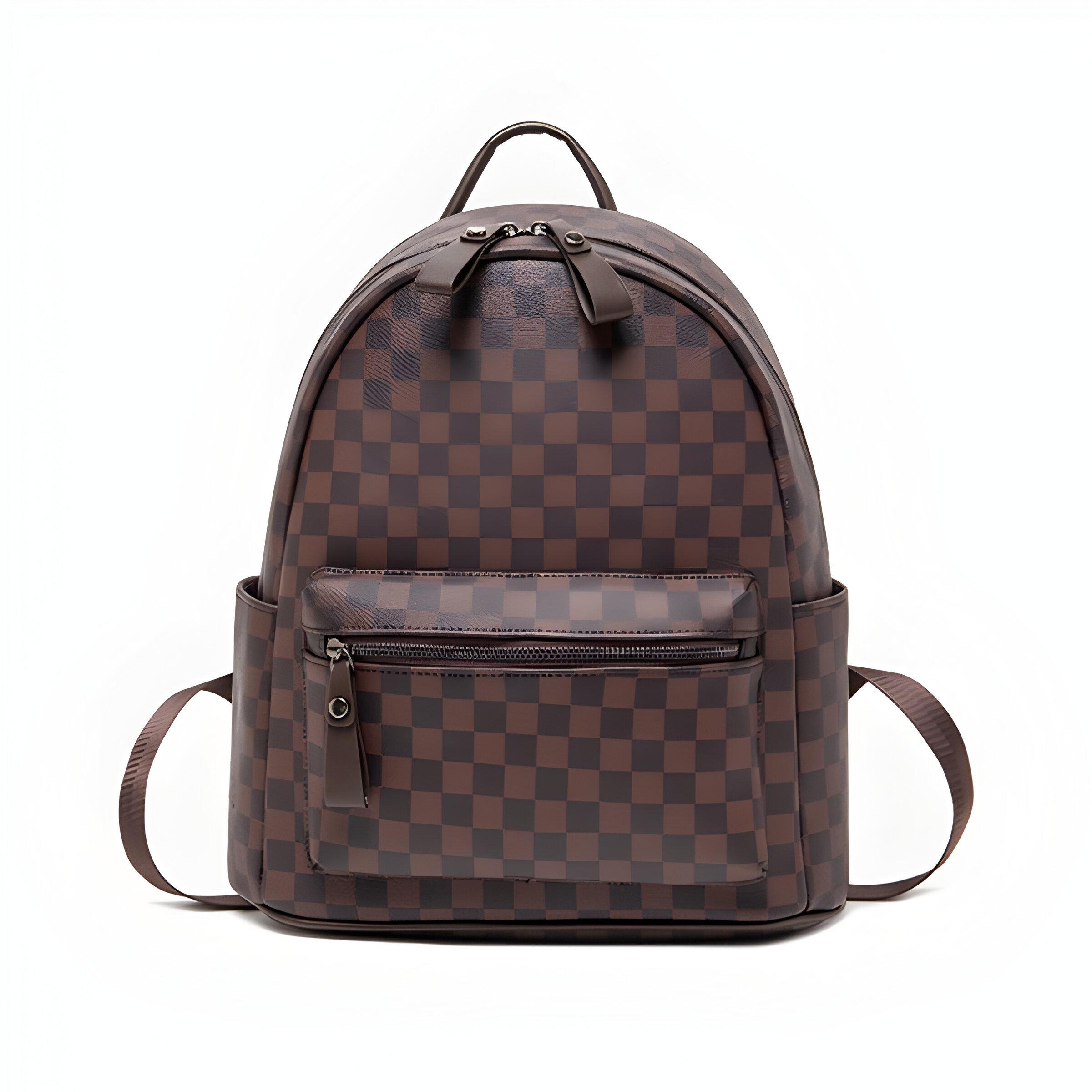 Рюкзак женский повседневный в клетку 30х13х35 см Темно-коричневый (2255) Рюкзак женский повседневный в клетку 30х13х35 см Темно-коричневый (2255)