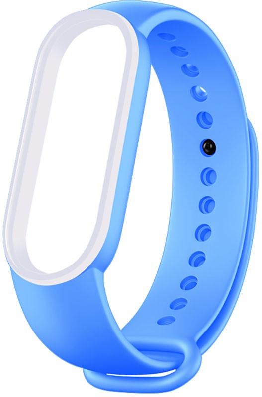 Ремінець UWatch Double Color Replacement Silicone Band Line For Xiaomi Mi Band Line 5/6/7 Light Blue/White - фото 1