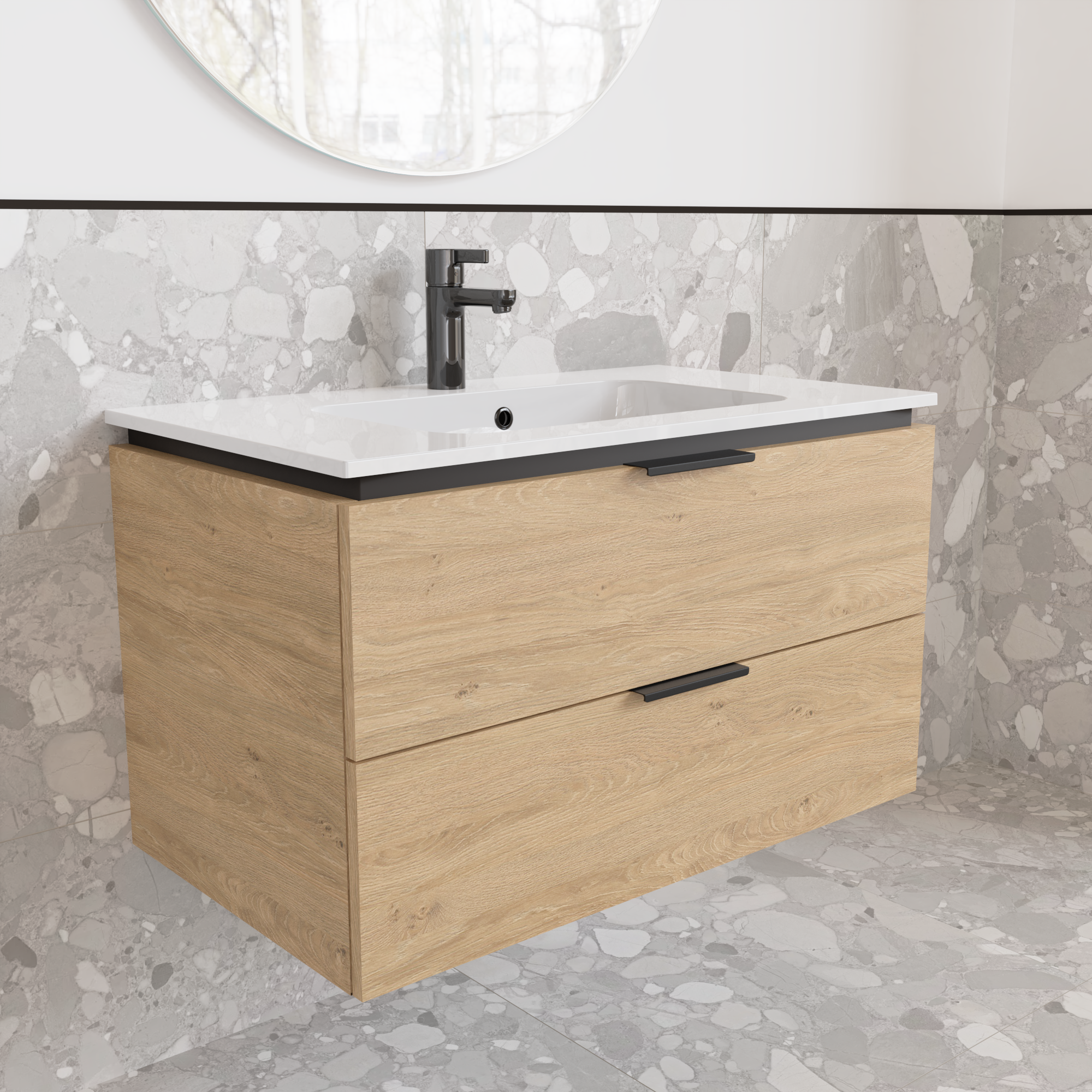 Тумба підвісна з раковиною MVK Vostok Icon 70 В2 700х450х530 мм Дуб кам'яний (p270db) - фото 2 Тумба підвісна з раковиною MVK Vostok Icon 70 В2 700х450х530 мм Дуб кам'яний (p270db) - фото 2