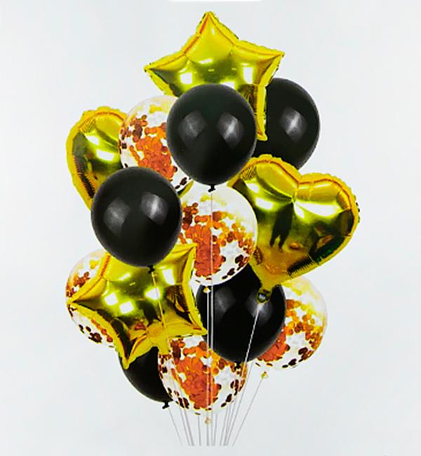 Воздушные шары набор 14 шт. Gold/Black (52348)