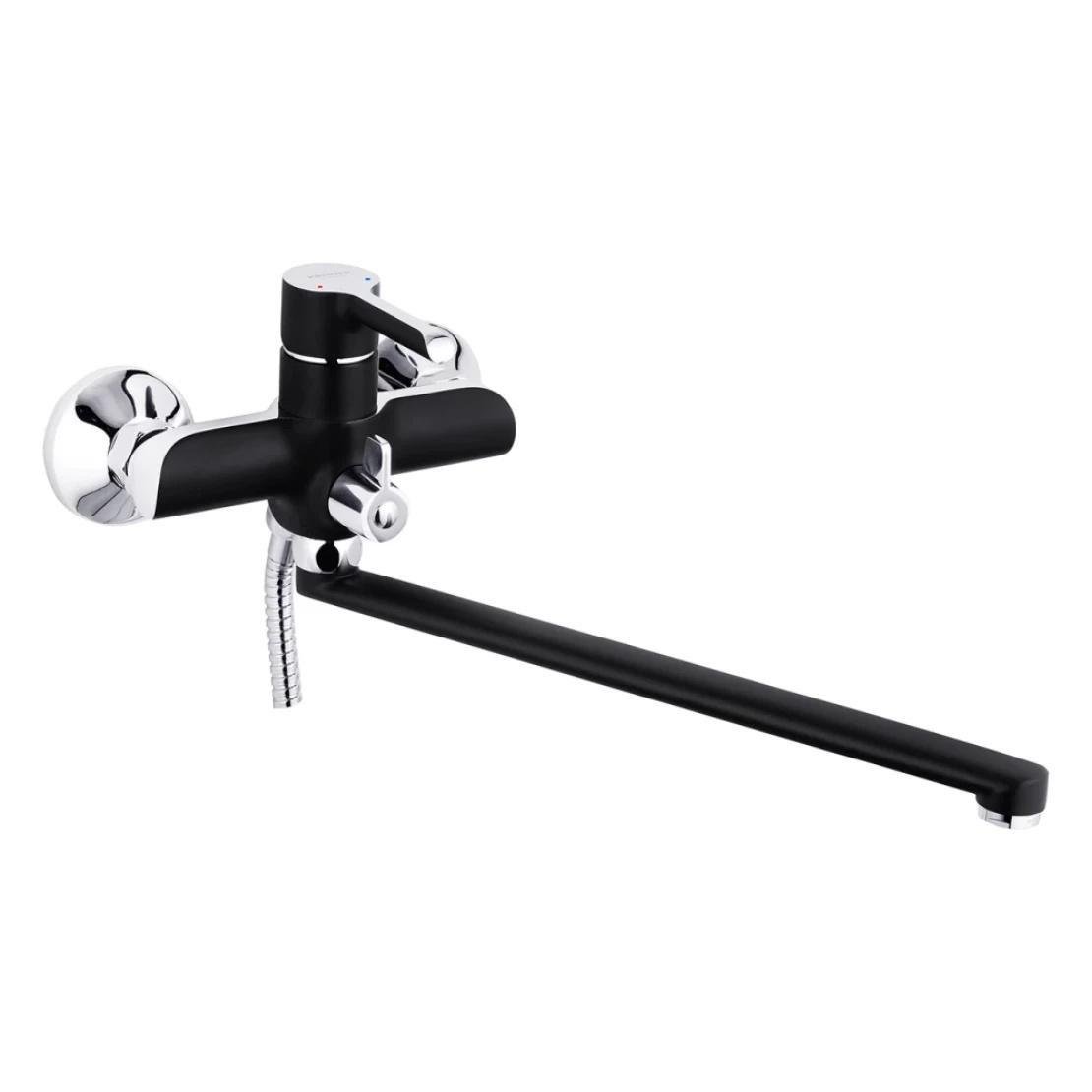 Смеситель для ванны Kroner KRP Essen SCH070 с душевым гарнитуром Хром/Черный (CV024330)