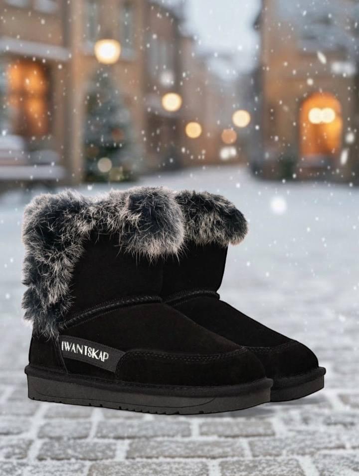 Угги детские Hengji 1936-1 натуральная замша и мех р. 36 Черный (31064655)