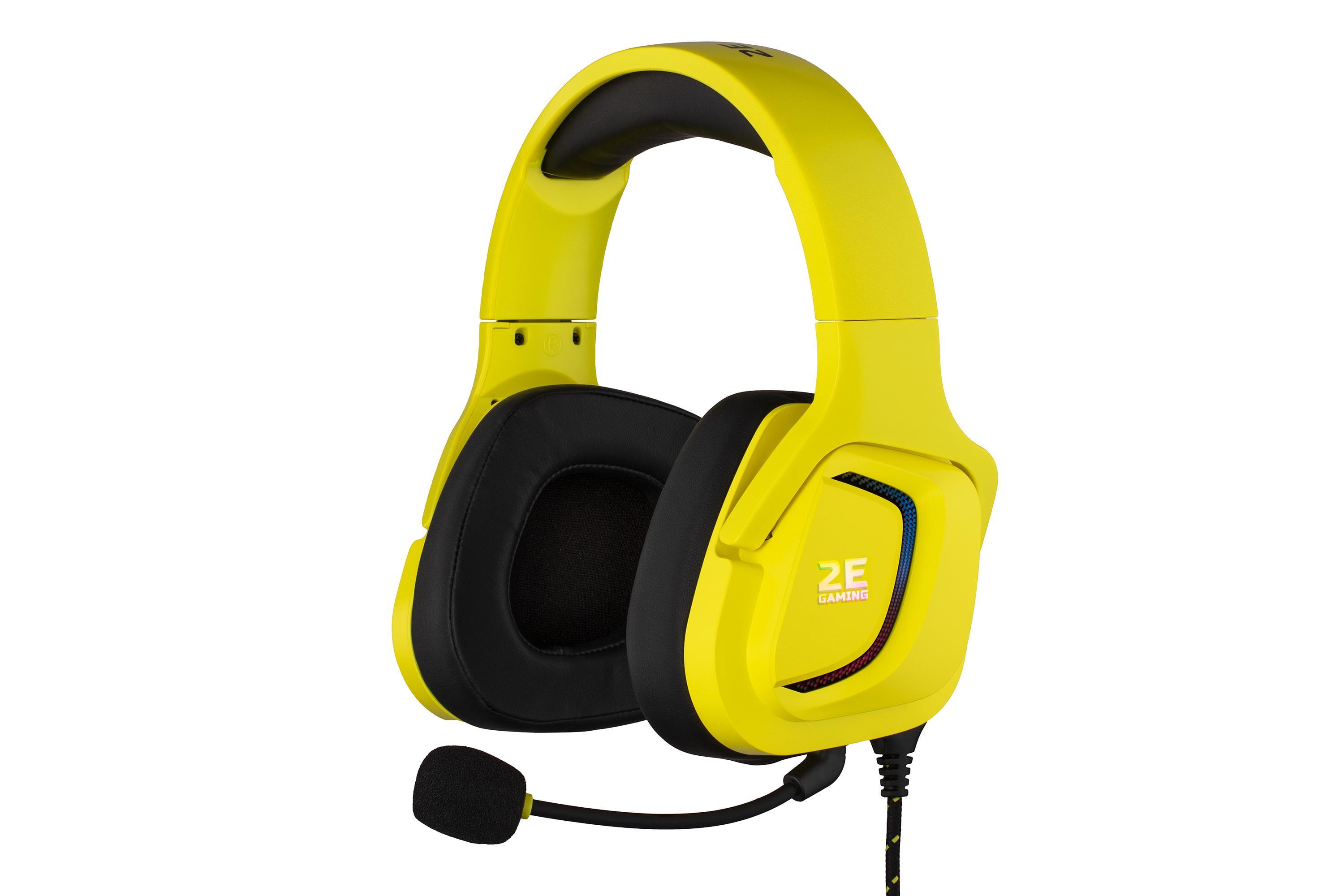 Гарнітура провідна геймерська 2E GAMING HG340 7.1 з підсвічуванням Жовтий (2E-HG340YW-7.1)