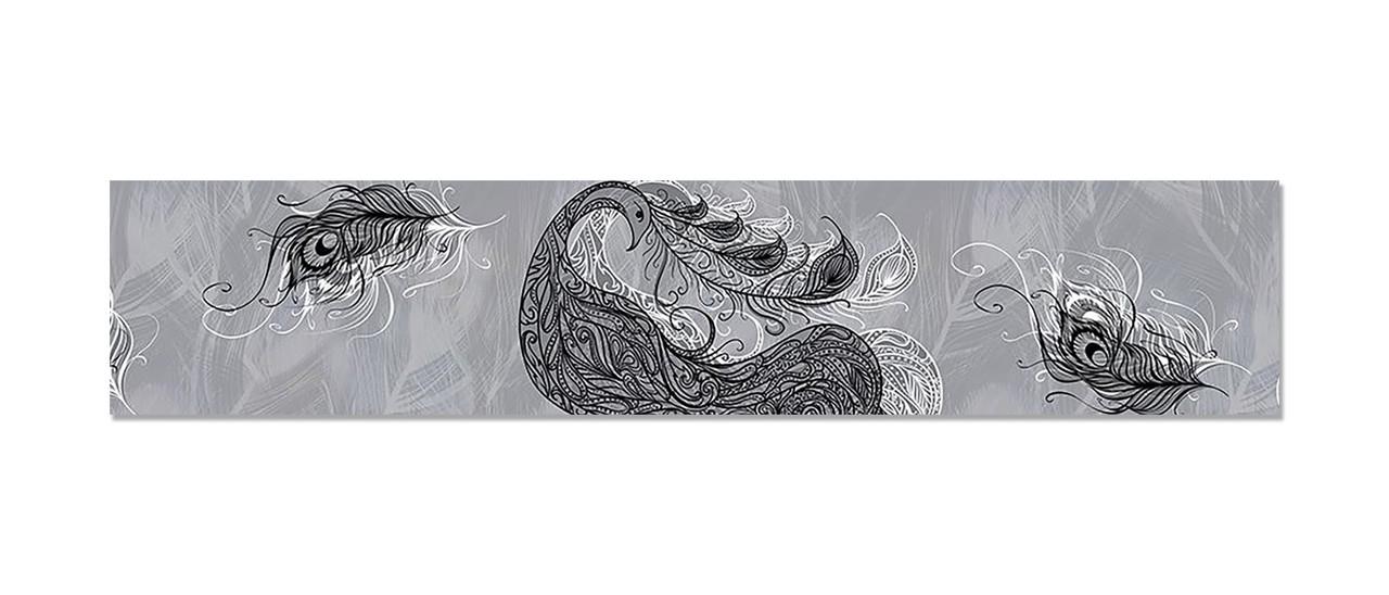 Фартук кухонный Перо павлина перья 60х300 см Серый