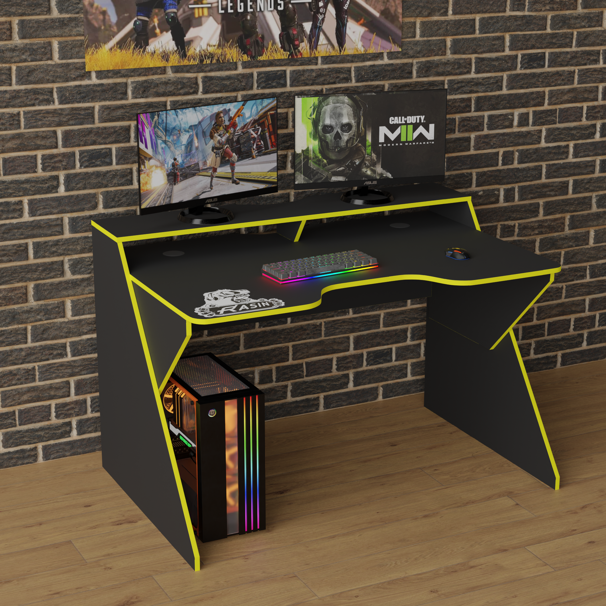 Стол геймерский Zeus Rasin RS-9 ЛДСП Черно-желтый (RS-9)