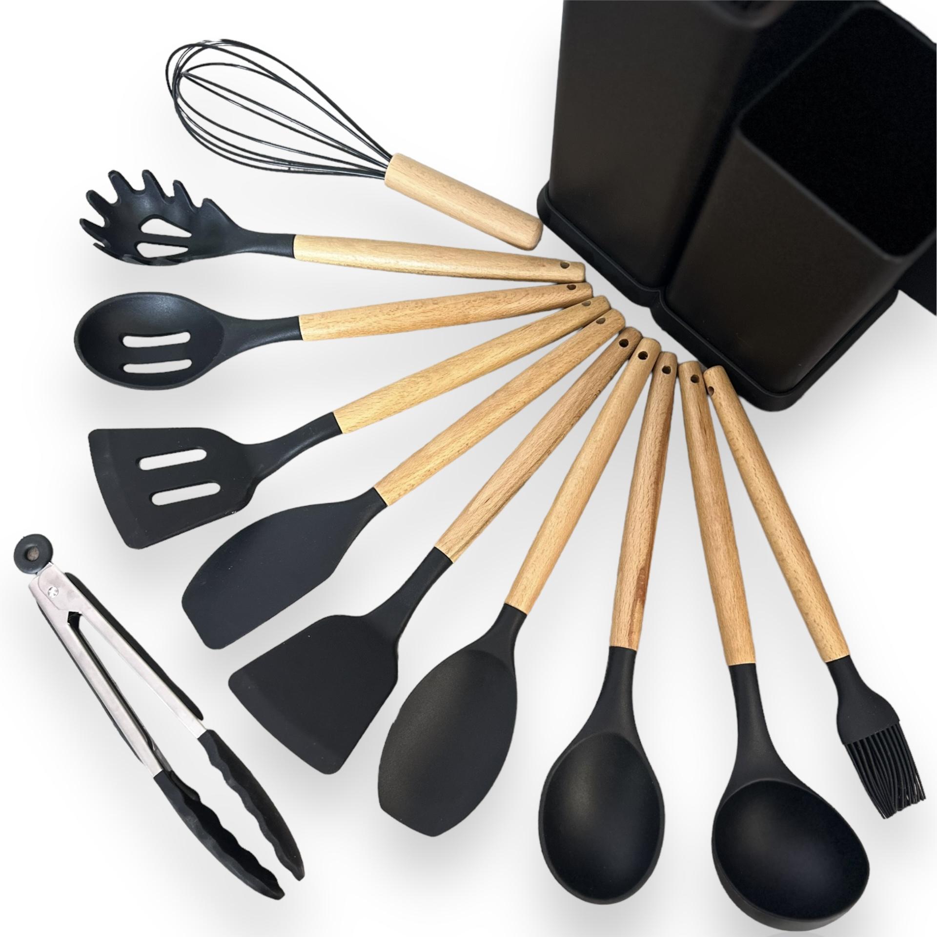 Набір кухонного приладдя Kitchenware Set на підставці20 пр. Чорний - фото 4