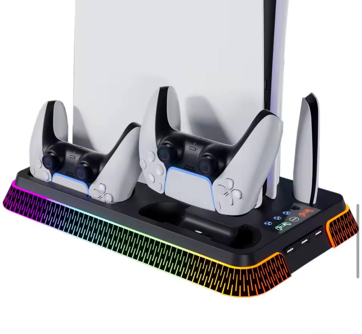 Док-станция для геймпадов YH66S для PS5/PS5 Pro/PS5 Slim с зарядкой Dualsense вентилятором и RGB подсветкой (2671885014) Док-станция для геймпадов YH66S для PS5/PS5 Pro/PS5 Slim с зарядкой Dualsense вентилятором и RGB подсветкой (2671885014)