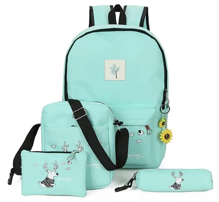 Набор 4в1 рюкзак/сумка/косметичка/пенал Бирюзовый (29164462)