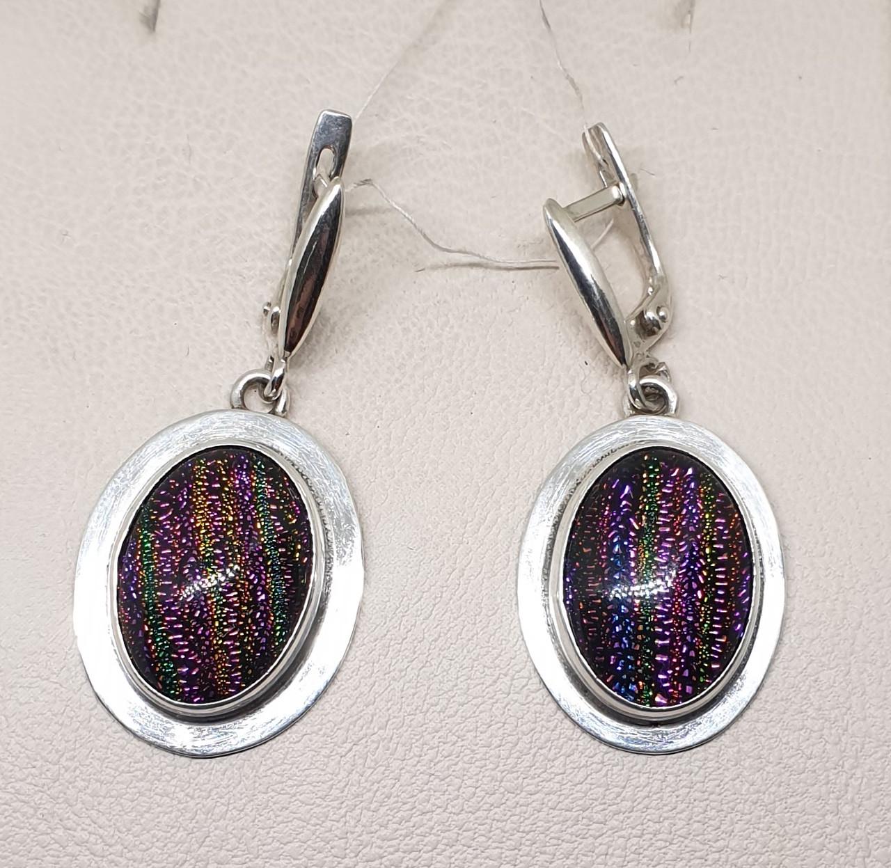 Серьги серебряные с аммолитом 12 г (1394063605)