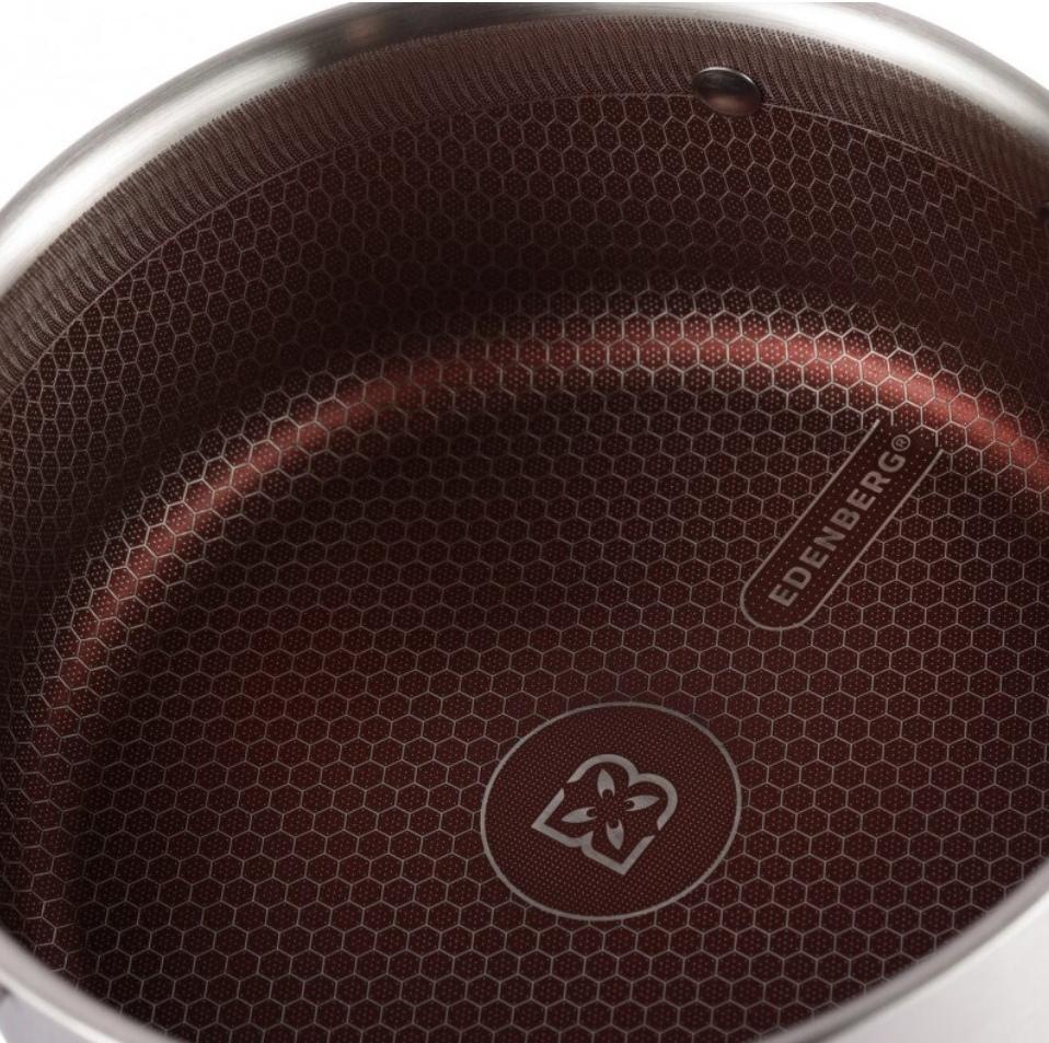Каструля із нержавіючої сталі Edenberg з кришкою та тришаровим антипригарним покриттям 3,5 л 22 см (EB-17052) - фото 5 Каструля із нержавіючої сталі Edenberg з кришкою та тришаровим антипригарним покриттям 3,5 л 22 см (EB-17052) - фото 5