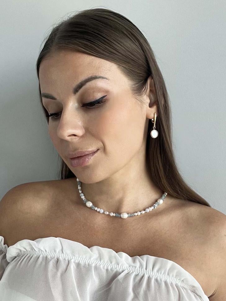 Ожерелье LeBijou из натурального аквамарина и жемчуга (5334) Ожерелье LeBijou из натурального аквамарина и жемчуга (5334)