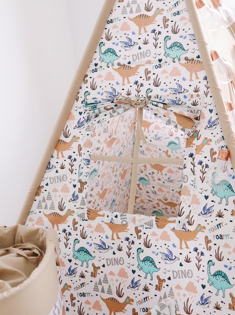 Вігвам дитячий Динозаврики з килимком бон бон подушками з кошиком для білизни - фото 7 Вігвам дитячий Динозаврики з килимком бон бон подушками з кошиком для білизни - фото 7