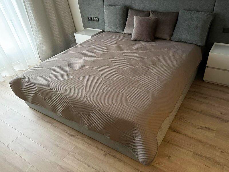 Покривало двостороннє Decorator Лабіринт 210x215 см Капучино/Бежевий (2020725)