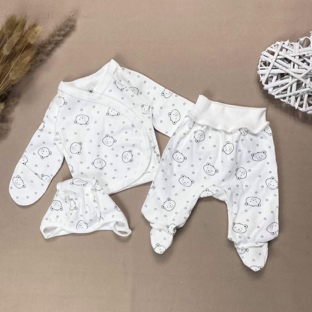 Комплект RoyalBaby с медвежонками интерлок р. 56 3 шт. Молочный (143769-19229)