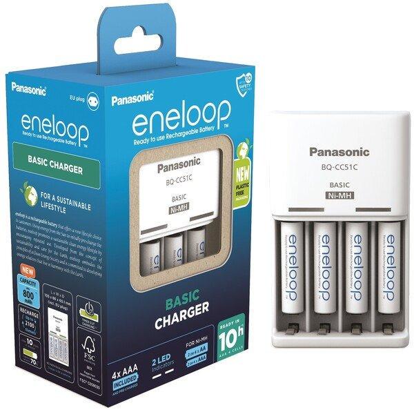 Зарядное устройство Basic Charger и аккумулятор AAА 800 mAч Eneloop NI-MH Pro 4шт комплект