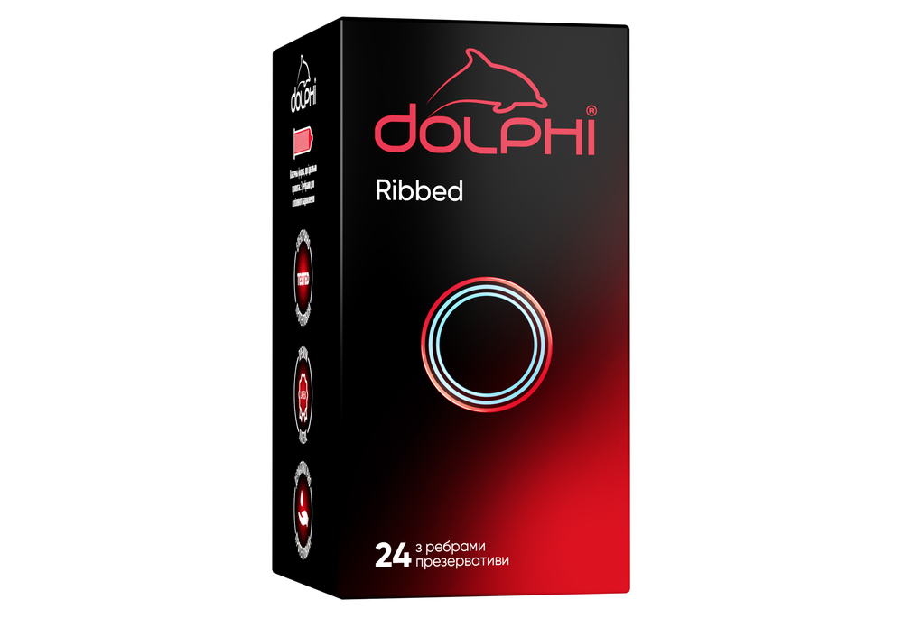 Презервативи Dolphi Ribbed ребристі 24 шт. (COM10348)
