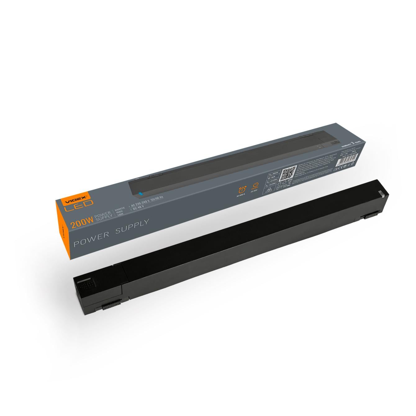 Блок питания Videx 200W VL-TRMS-P200B наружный для магнитного шинопровода (18067012)