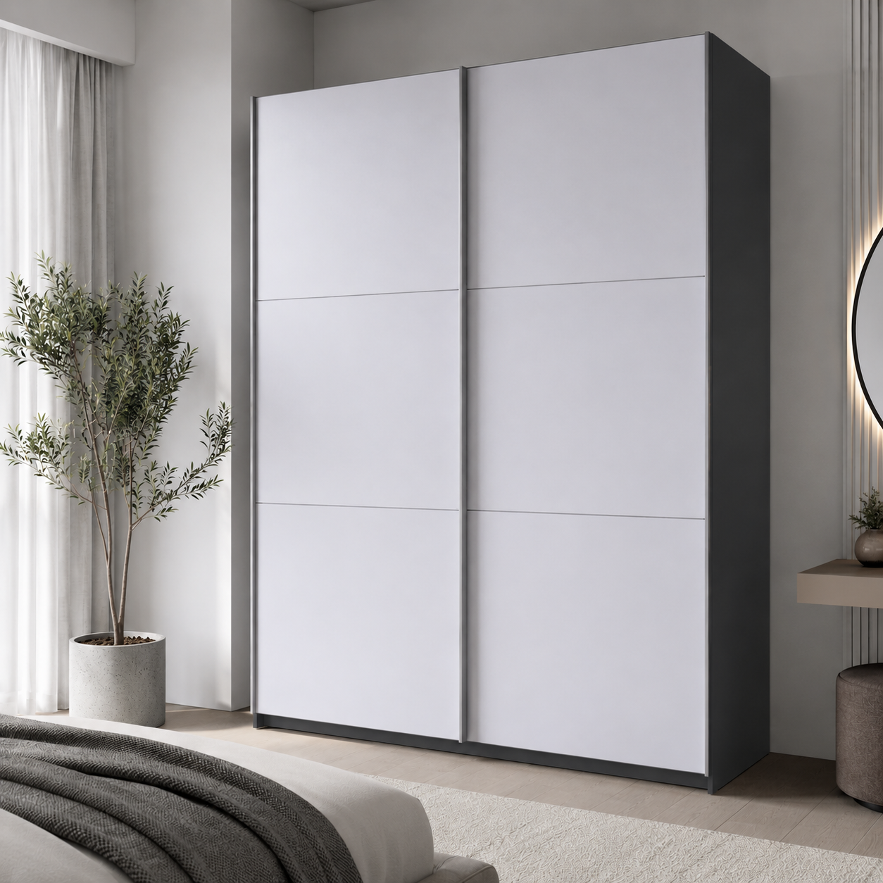 Шкаф купе Doros G-Caiser 2 ДСП/3 части 160х60х240 см Антрацит/Белый (42005410 DRS-012243)