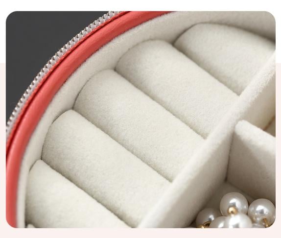 Скринька для прикрас кругла з дзеркальцем на блискавці 11х5 см Кораловий (ШДД-19-2) - фото 3 Скринька для прикрас кругла з дзеркальцем на блискавці 11х5 см Кораловий (ШДД-19-2) - фото 3