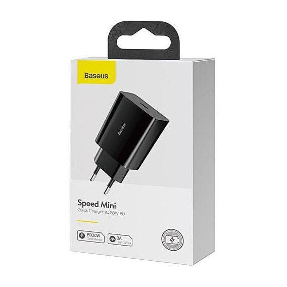 Зарядний пристрій мережевий для Baseus Speed ​​Mini Quick Charger 1C 20W EU Black (CCFS-SN01)