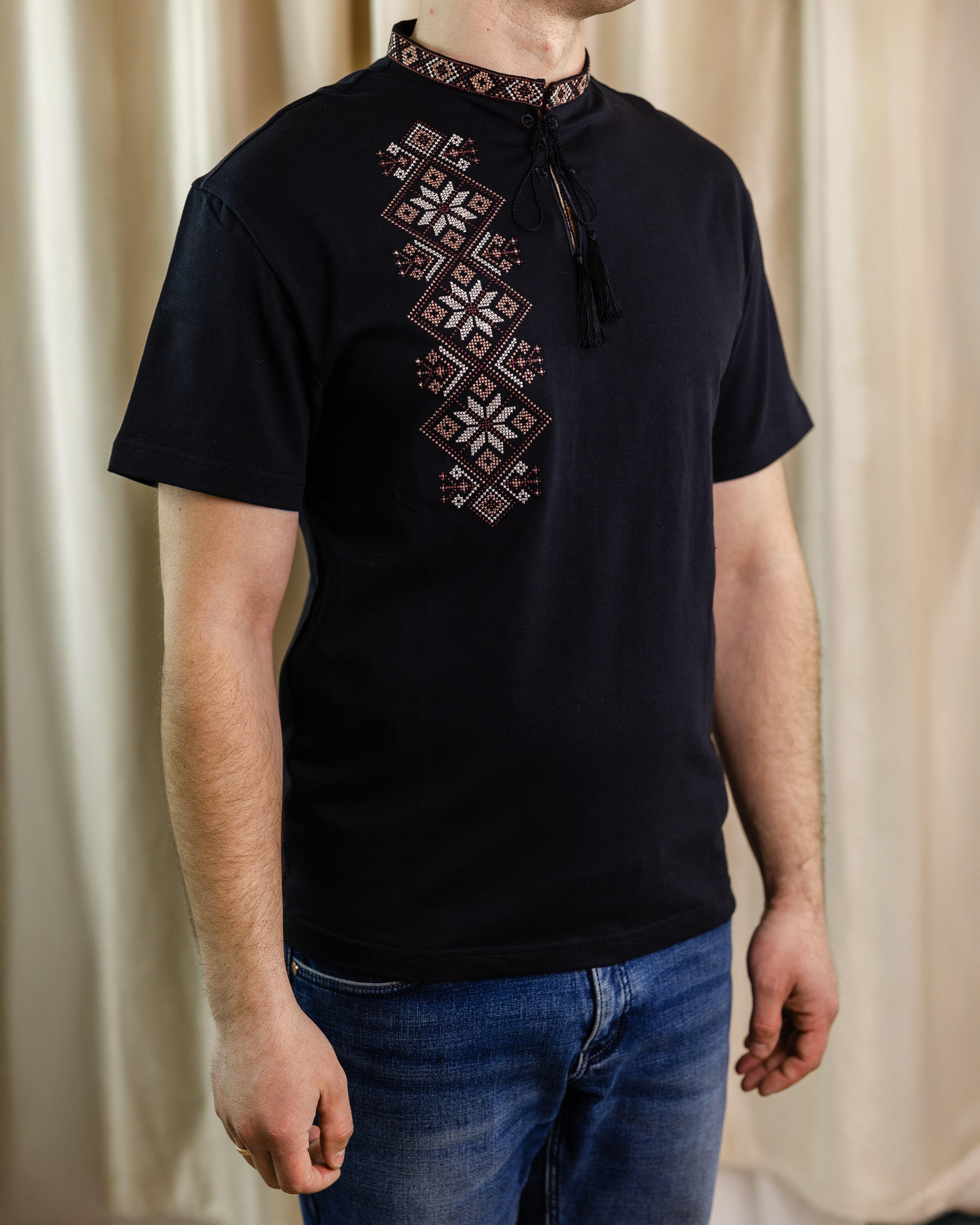 Футболка-вышиванка мужская XRmaster Монолит 3XL Черный/коричневый (0002414-XXXL)