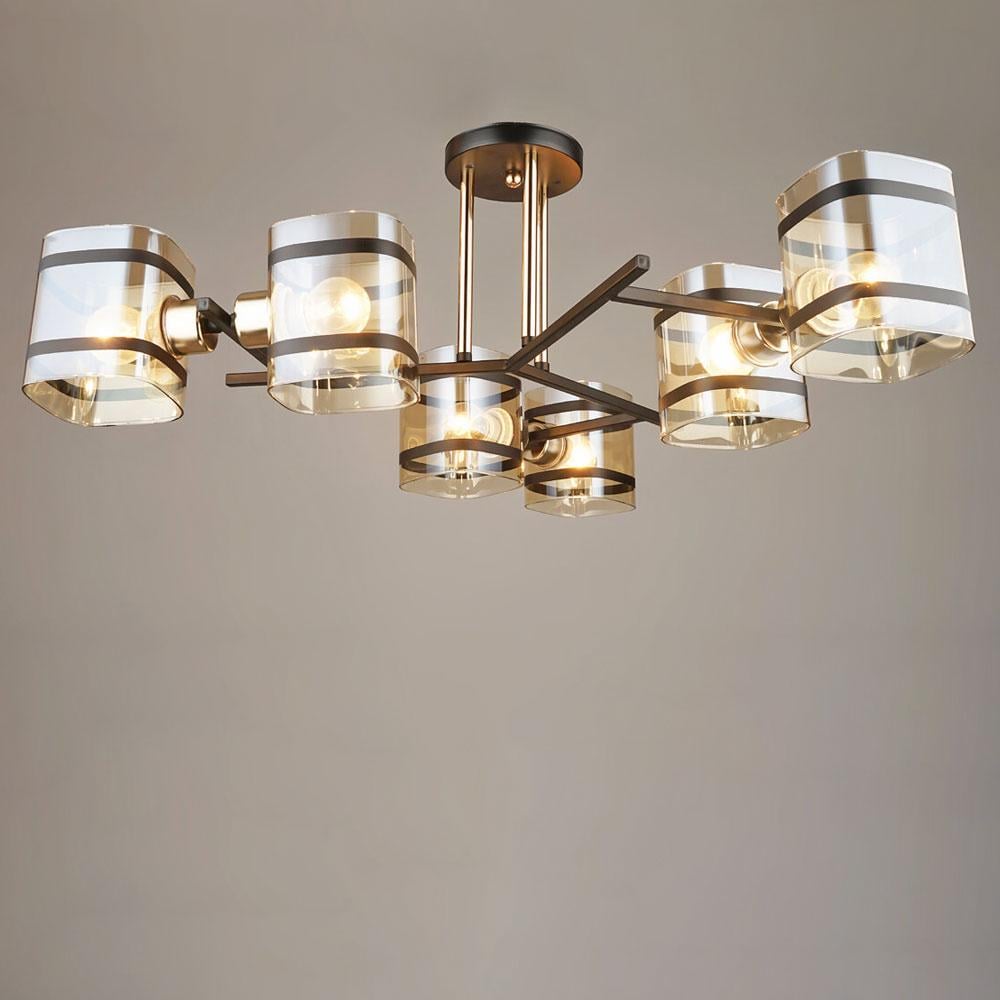 Люстра потолочная Light House SRS-19641/6 Черный/Золотой/Янтарный