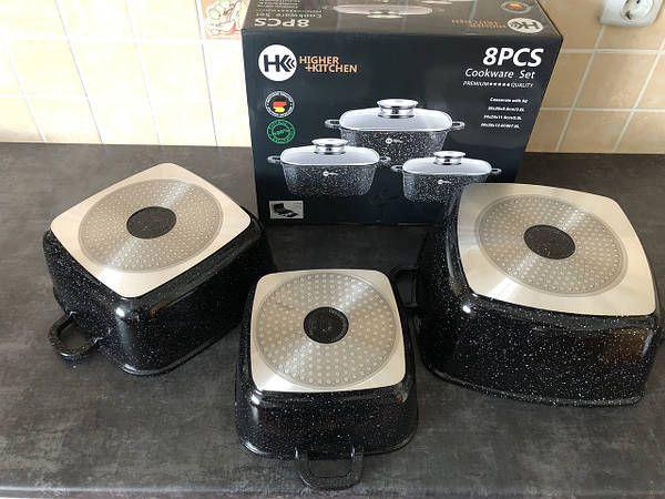 Набір каструль Higher Kitchen HK-302 з гранітним покриттям антипригарним Чорний - фото 6 Набір каструль Higher Kitchen HK-302 з гранітним покриттям антипригарним Чорний - фото 6