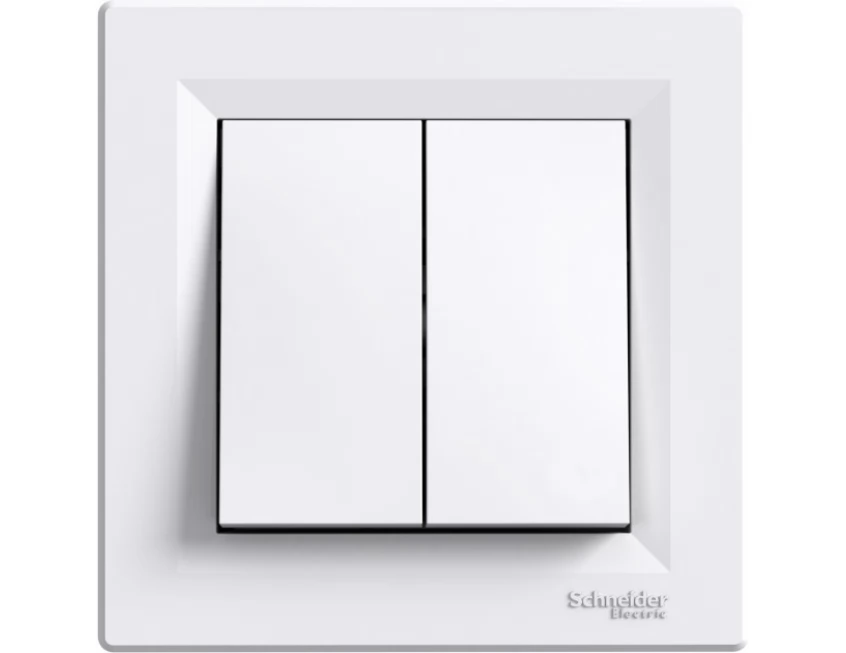 Вимикач двоклавішний з рамкою Schneider Asfora Білий (EPH0300121)