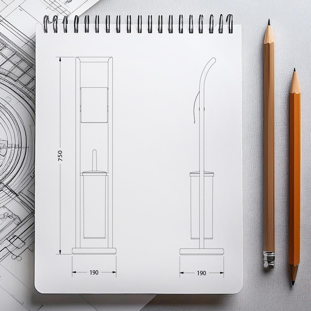Стойка держатель туалетной бумаги и щетки AWD interior 74x19x19 cм (AWD02070139) - фото 5