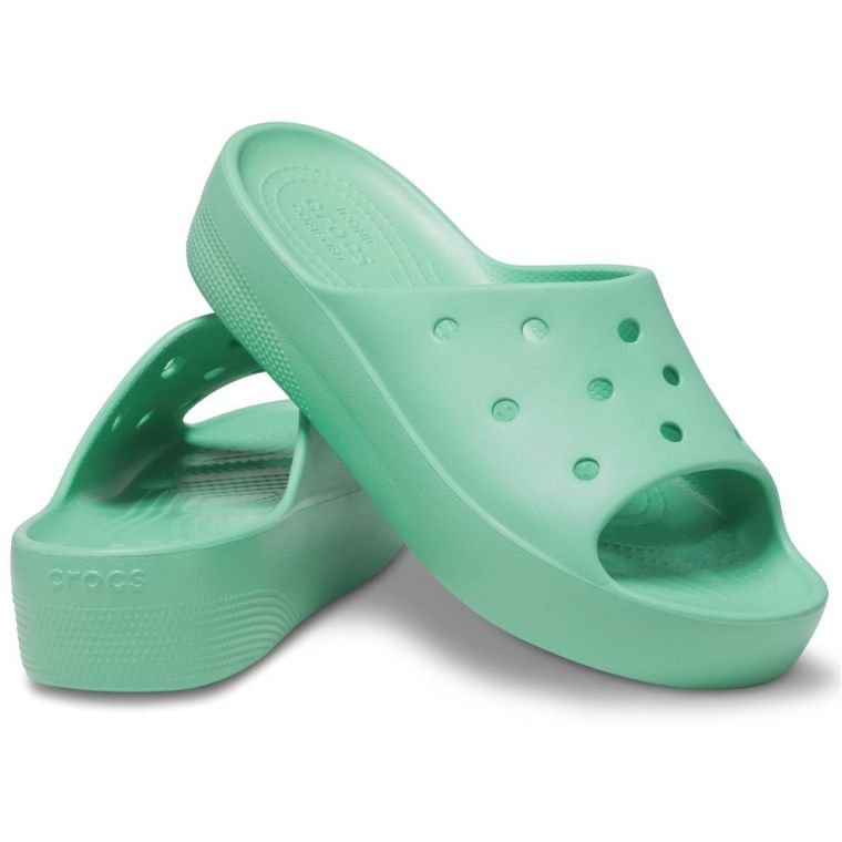 Шльопанці жіночі утеплені Crocs Classic Platform Slide Jade Stone р. 39-40 М'ятний (14587)