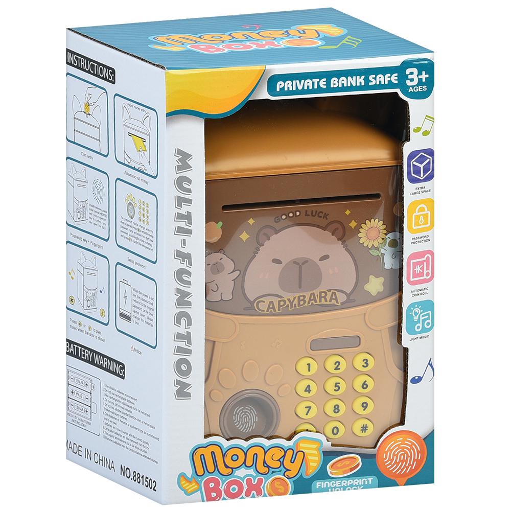 Копилка-сейф электронная затягивающая купюры с кодом и эффектами с капибарой (28052750) - фото 3