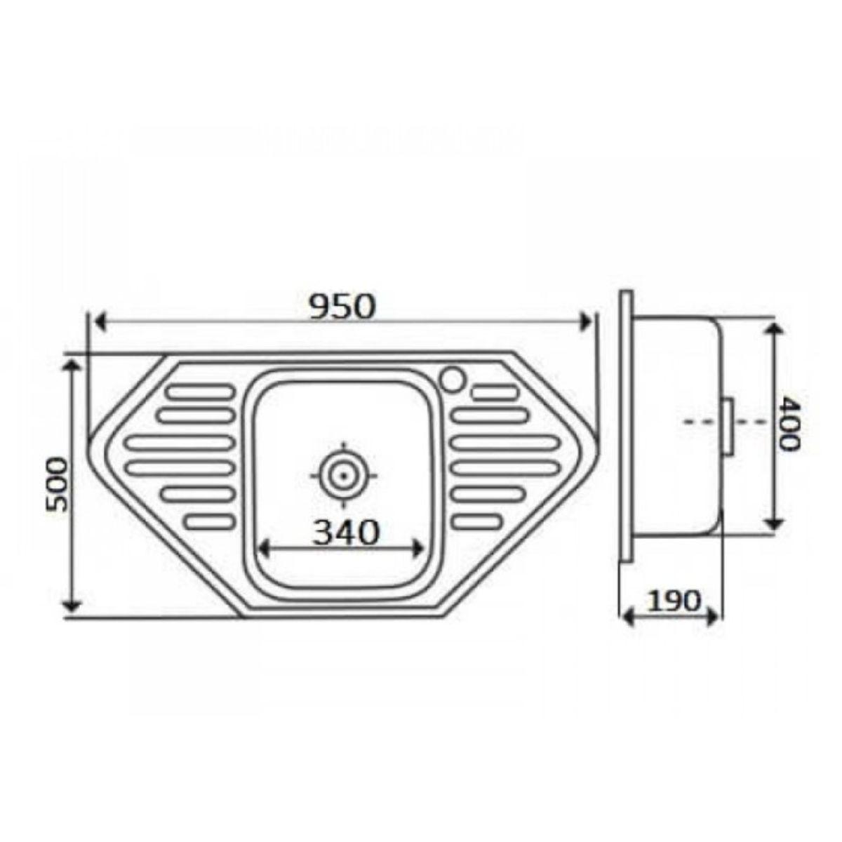 Мойка кухонная Kraft 9550 D Decor угловая 950х500х180 мм 0,8 мм - фото 2