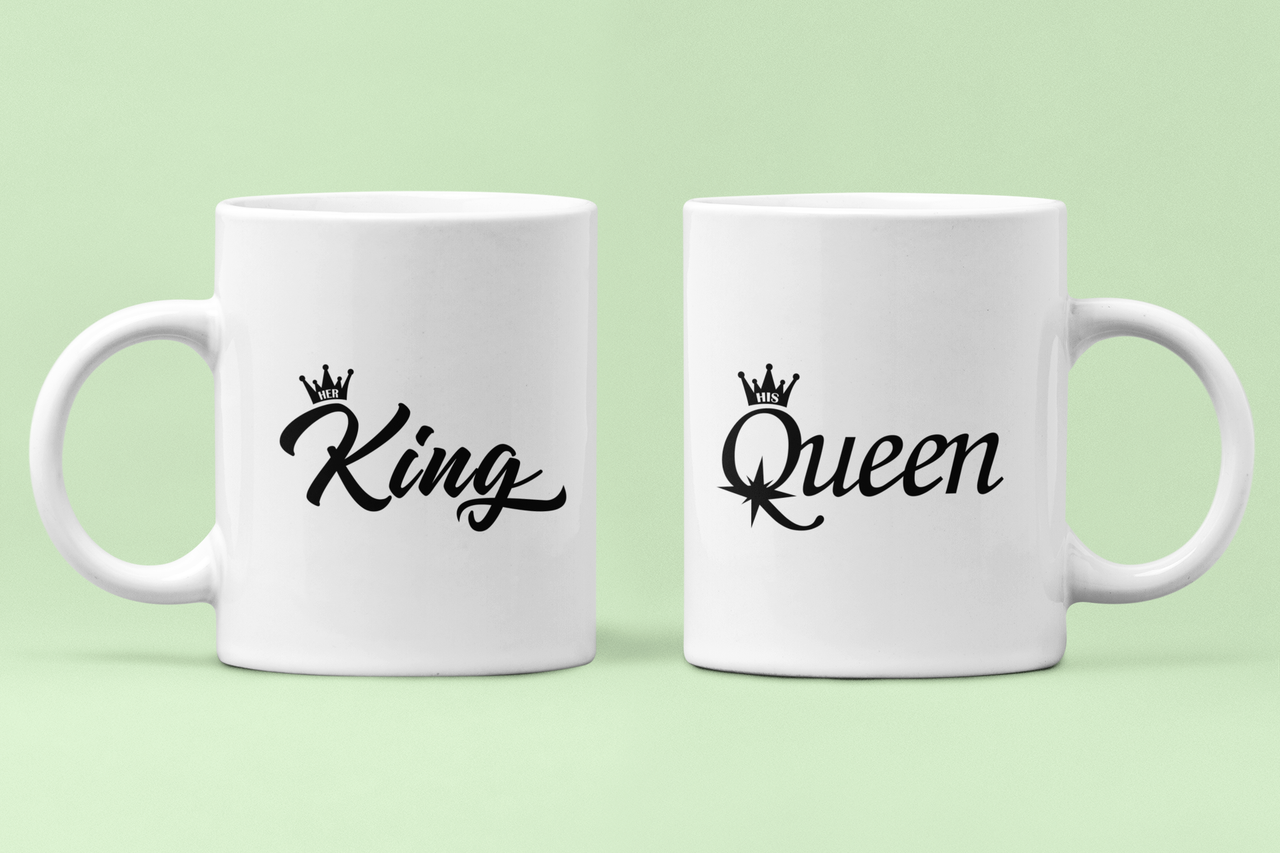 Чашки парные "Her King His Queen" 2 для влюбленных 330 мл Белый (ВЛ6Ч)
