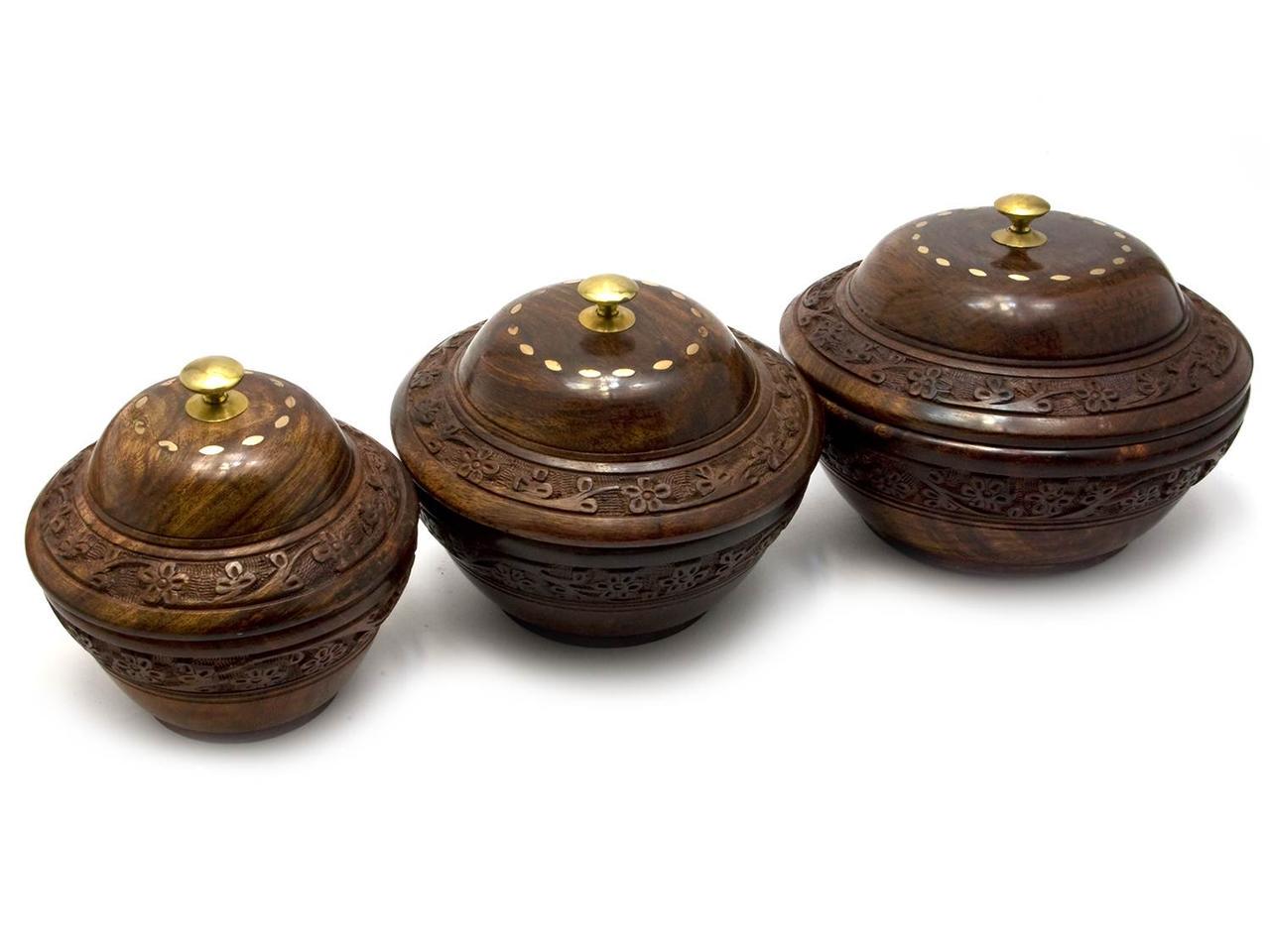 Шкатулкаи круглые дерево 3 шт. Розовый